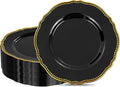 60 Pcs Black Gold Dinner Plates by Hioasis