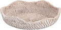Hipiwe Decorative Key Tray Rattan Storage Bowl Food Serving Basket for Fruit Bread Candy Handwoven Basket Tray for Entryway Table Kitchen, Whitewash 8.6 Inch