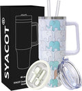 SYACOT 40 oz Tumbler with Handle and Straw Stainless Steel Insulated Tumbler by SYACOT