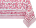 ATOSII Red Bloom 100% Cotton Rectangle Tablecloth, Block Print Floral Linen Table Cloth for Dining Parties Outdoors Weddings Holidays I 72 X 120 Inches, 10 Seater, Summer Farmhouse Grandmillennial