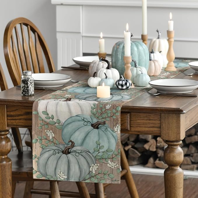 Artoid Mode 210 GSM Fall Table Runner 13x48 Inch Home Party Decor | Pumpkins - Image 3