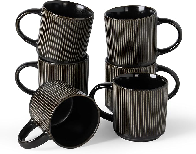 famiware Coffee Mug Set for 6, Star 12 oz Catering Mugs Cup Set by Famiware