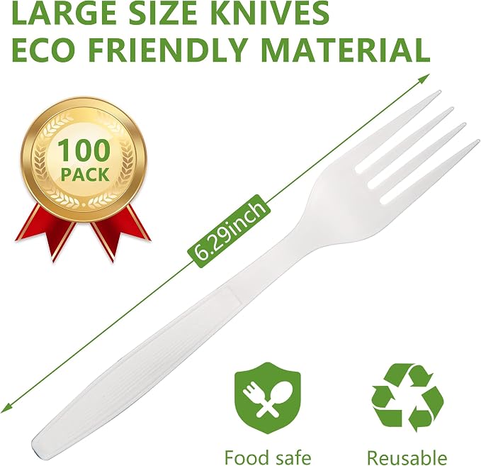 Compostable Fork, 100 Biodegradable Silverware - Image 2