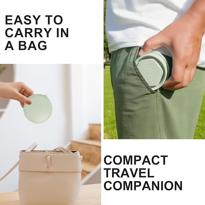 Collapsible Travel Cup with Lid - 6oz Mini Silicone Folding Cup with Stainless - Image 7