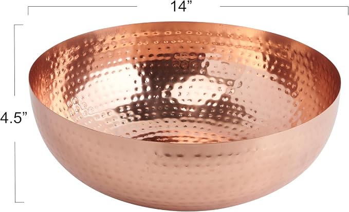 Creative Co-Op Round Hammered Metal Bowl, Copper Finish - Image 2