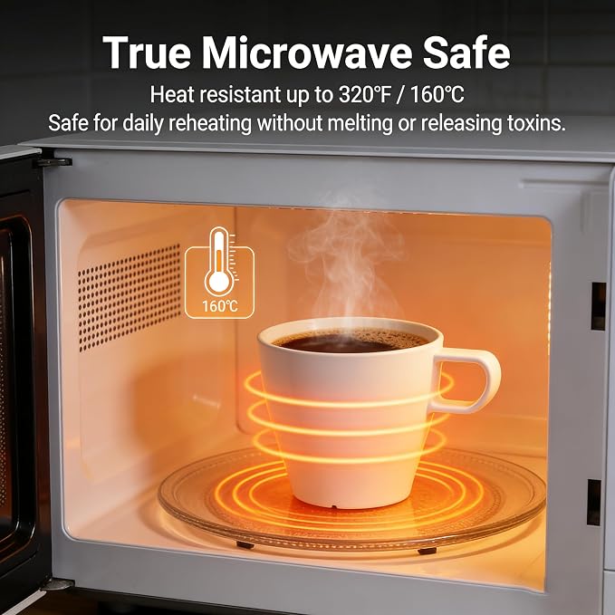 6-Pack 10oz Unbreakable Coffee Mugs, Microwave Safe Premium Drinkware, - Image 6