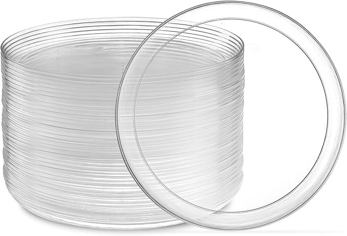 PLASTICPRO Plastic Party Plates Edge Collection Premium heavyweight Elegant Disposable Tableware Dishes (Clear, 6.3'' INCH PLATES)