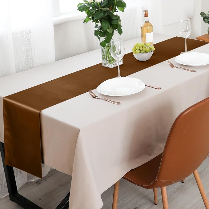 Aneco 12 Pack Satin Table Runner 12 x 108'' Fall Long Wedding Table Runner | - Image 7