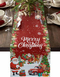 Merry Christmas Table Runner 48 Inches Long, Santa Xmas Tree Snowflake Table by Unknown