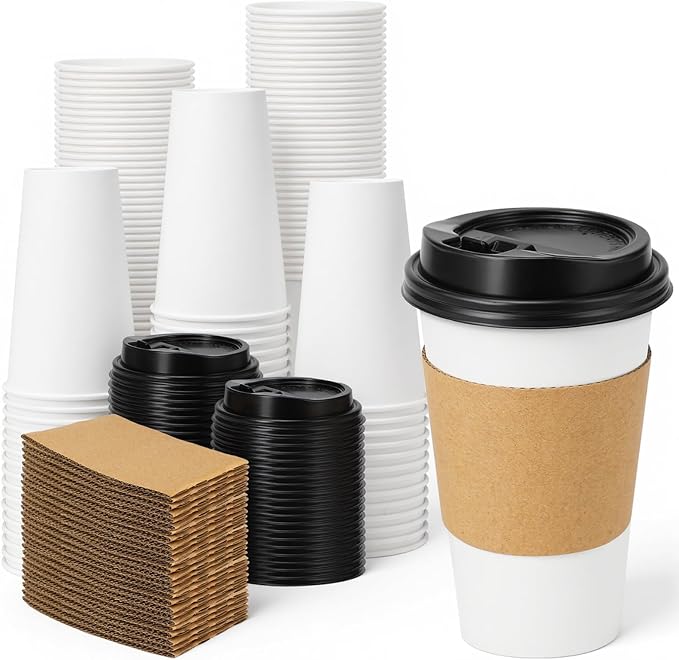 Lamosi 100 Pack 16 oz Disposable Coffee Cups by BuyNow