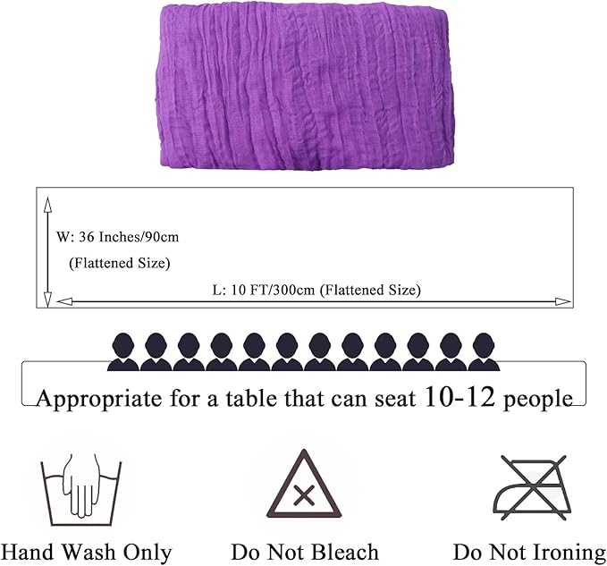 FUHSY 10 Pack 10FT Gauze Table Runner Cheesecloth Fabric Lilac Table Runners Cheese Cloth Rustic Wedding Party Table Runner Boho Birthday Table Decorations Lavender Sheer for Cheese Clothes