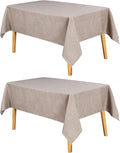 JIUZHEN 2 Pack Faux Linen Farmhouse Tablecloth Rectangular, Wrinkle Stain Resistant Table Cloth Rectangle Table Cover for Kitchen Dining, Stone, 52 x 70 Inch