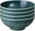 Denby - Carved Green Cereal Bowls Set of 4-6.75 Inch - Dishwasher Microwave Oven Safe - Uniquely Textured Porcelain Cereal Bowls - Scratch Chip Resistant