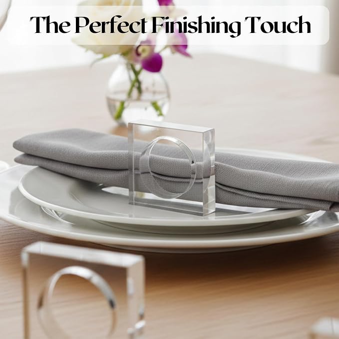Acrylic Square Napkin Rings, 2.25x2.25x0.5 in each, glossy scratch-resistant - Image 5