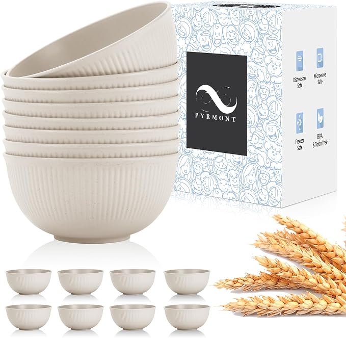 PYRMONT Unbreakable Cereal Bowl 26 OZ Wheat Straw Bowls Set of 8 Alternative by PYRMONT