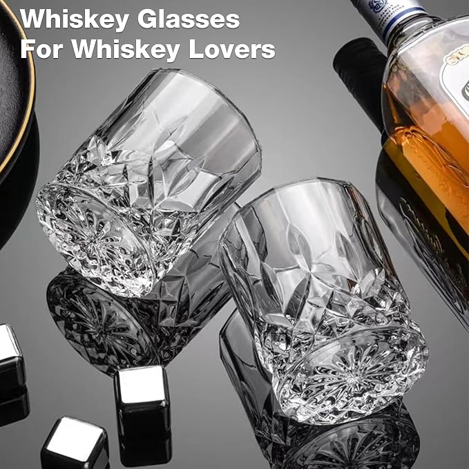 Gencywe Crystal Whiskey Glasses Set of 8, 11 OZ Old Fashioned Whiskey Glasses - Image 2
