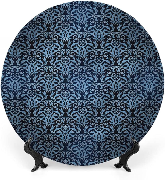 Ceramic Plates, Victorian Decorative Ceramic Plates, Interlacing Curvy Branch, 7 Inch, for Dining, Parties, Wedding, Multicolor