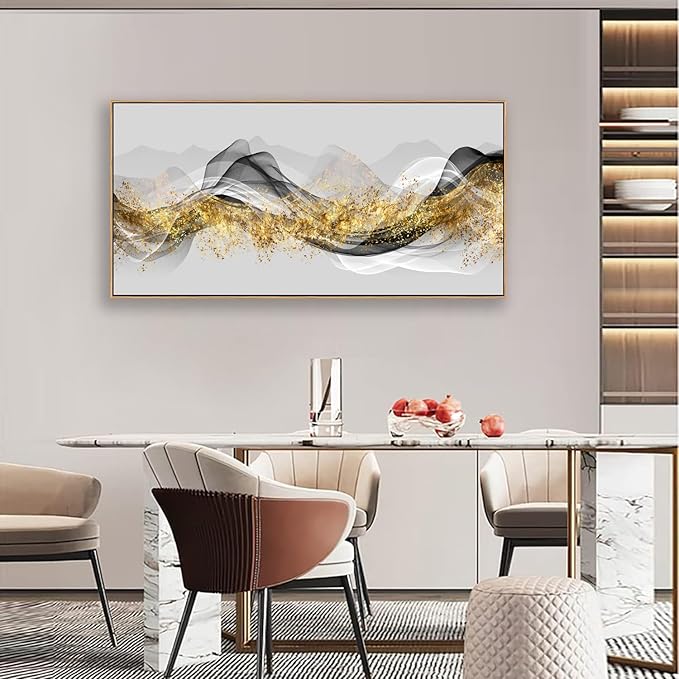 Tucai Decor Wall Art Modern light Luxury Abstract Gold ink Landscape Canvas Wall Art for Living Room Bedroom Color Pictures Artwork Home Decor Canvas Print Wall Decor Ready to Hang 30x60inch (Framed)