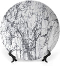 Ceramic Plates, Abstract Decorative Ceramic Plates, Murky Marble Rock Motifs Dynamic Fractal, 6 Inch, for Dining, Parties, Wedding, Grey White