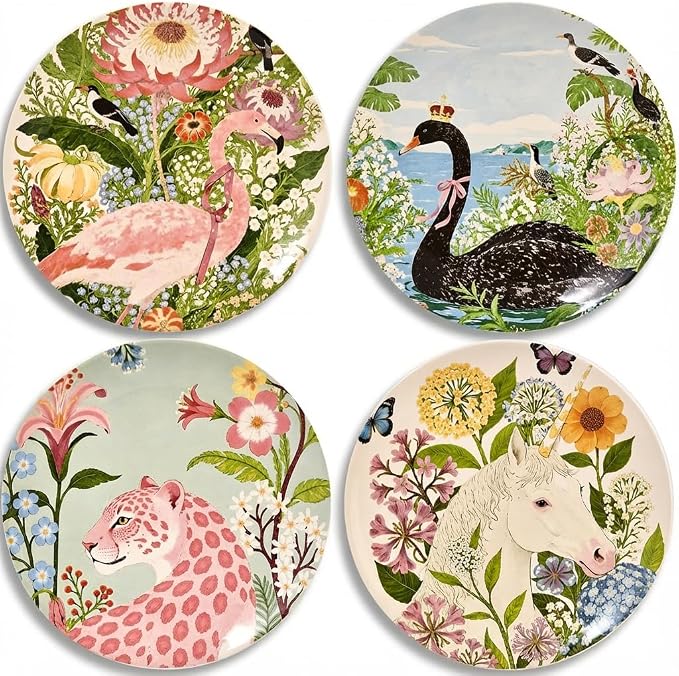 8.5 Inch Ceramic Plates Set of 4, Salad & Dessert Appetizer Plates | Kitchen by ANCYDPMI