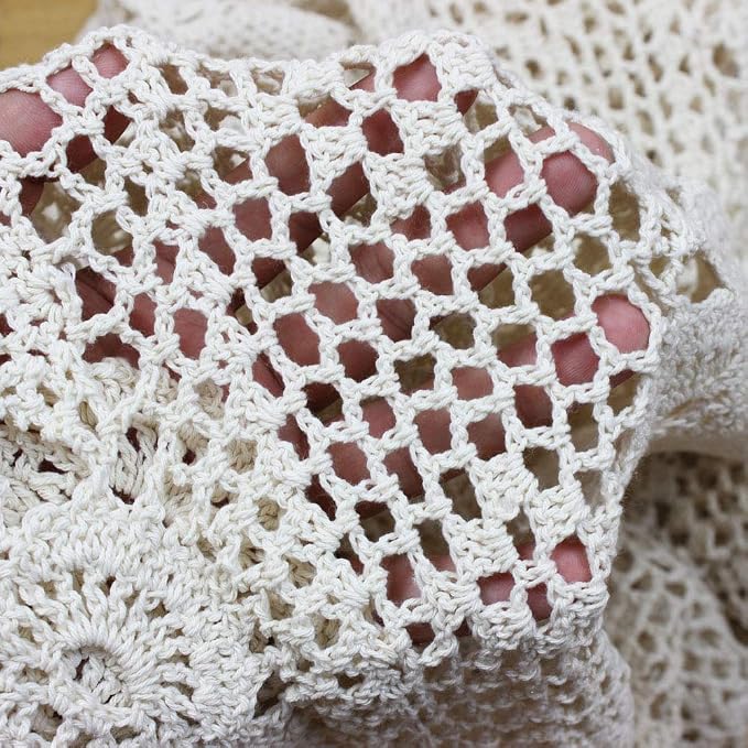 Cotton Handmade Crochet Lace Oval Table Runner White 12x84 Inch - Image 4