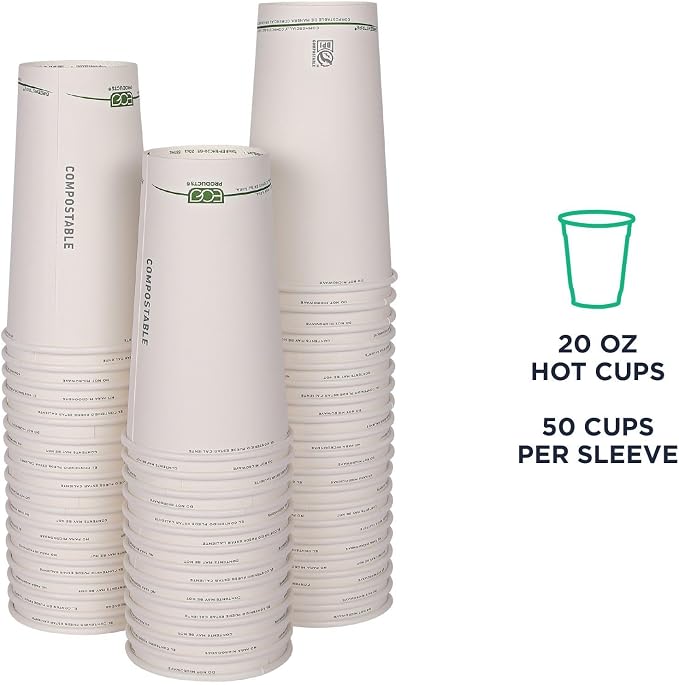ECO PRODUCTS GreenStripe Disposable Paper Hot Cups, 20 oz, Paper To-Go Cups - Image 2