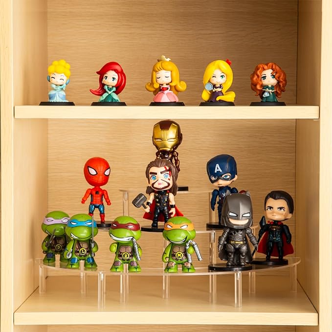 Acrylic Display Risers, 3 Tier Clear Cupcake Perfume Stand Organizer, Half Moon Dessert Stand for Display, Food, Amiibo Funko POP Figure (2half