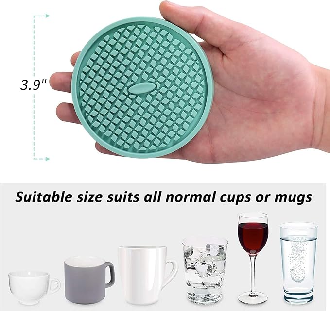 ME.FAN Silicone Coasters [6 Pack] Thickened Drink Coasters with Holder - Cup Mat - Non-Slip, Non-stick, Stay Put, Deep Tray - Prevents Furniture and Tabletop Damages(Deep Purple)