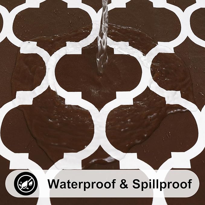 Smiry Rectangle Table Cloth Cover, Waterproof Vinyl Tablecloth with Flannel Backing for Rectangle Tables, Wipeable Spillproof Plastic Tablecloths for Dining, Camping, Indoor, Outdoor (60"x84", Coffee)