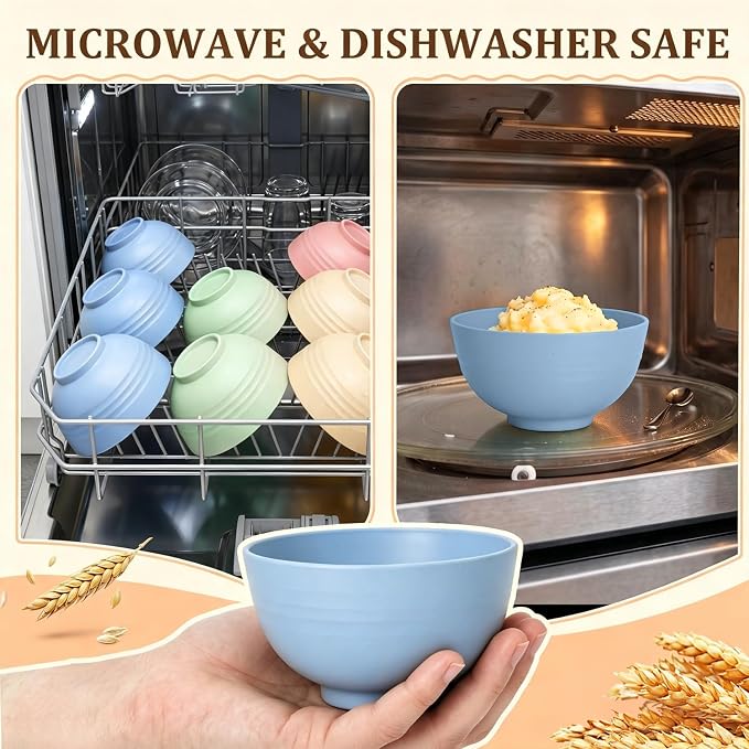 PYRMONT Small Bowls 10 Oz Wheat Straw Bowls Set of 8 Unbreakable Bowls - Image 7