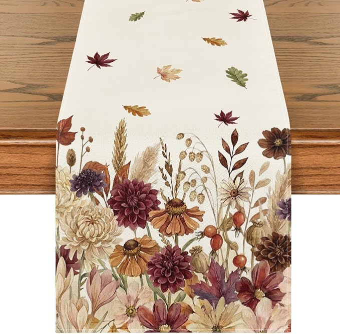 Artoid Mode 210 GSM Fall Table Runner 13x36 Inch Home Party Decor | Watercolor by ArtoidMode