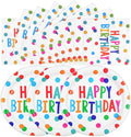 50PCS Birthday Plates and Napkins Party Decorations, 7inch Colorful Dots Happy by Unknown