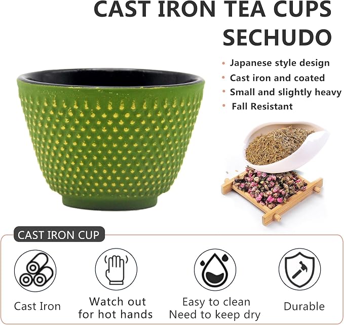 Japanese Cast Iron Tea Cups, Small and Heavy Teacups - Image 3