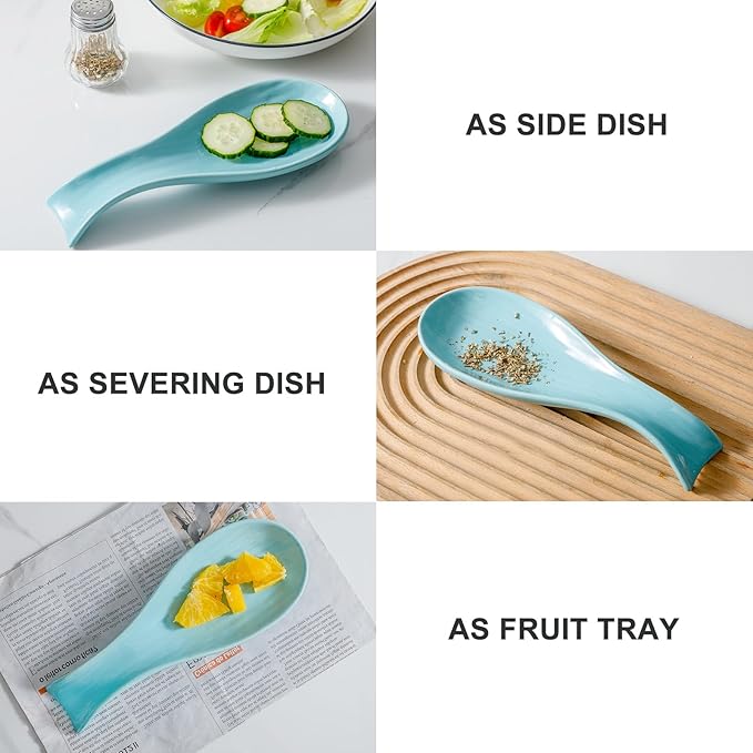 Ceramic Spoon Rest for Stove Top,Large 8.7 Inch Spoon Holder for Kitchen Counter,Porcelain Utensil Rest for Thankgiving and Christmas Gift,Dishwasher Safe and Heat-Resistant,Turquoise(1 PC)