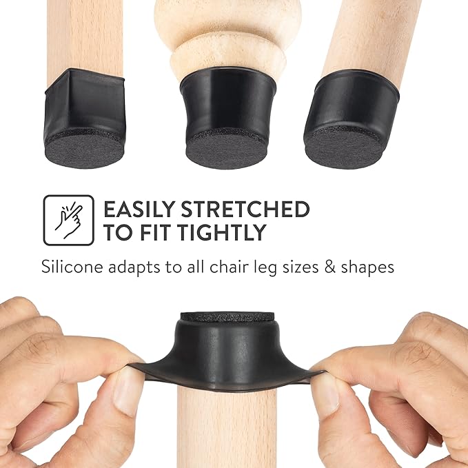 Aneaseit Chair Leg Floor Protectors - Felt Bottom Silicone Pads for Hardwood Floors & Furniture Feet - Chair Leg Caps - Rubber Caps for Chairs - Floor Protectors for Furniture