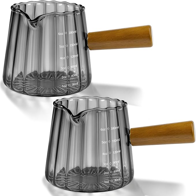 2 Pack Espresso Measuring Cup, 6oz Borosilicate Glass Espresso Cups by Cfyosnk