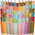 Honeydak 100 Pack Tumbler with Straw and Lid Bulk Water Bottle Iced Coffee by Honeydak