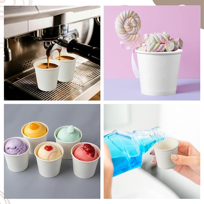 100 Pack 1oz Mini Coffee Cups Disposable Paper Cups Hot or Cold Beverage Cup - Image 6