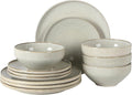Gibson Elite White Sands Plates and Bowls Sets, 12-Piece Stoneware Dinnerware by GibsonHomewares