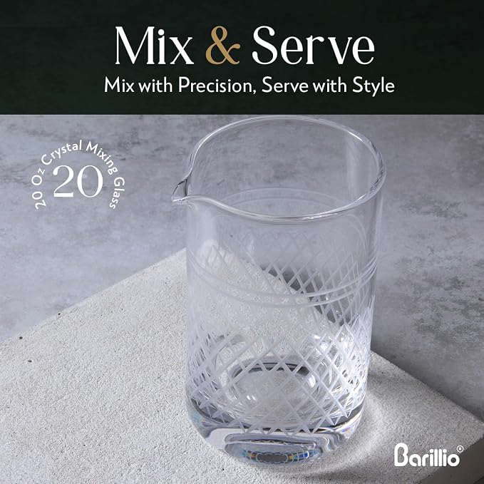 Barillio Crystal Cocktail Mixing Glass - 20 Oz Seamless Weighted - Bartender - Image 2