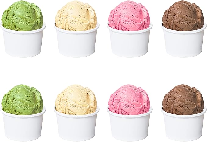 Axe Sickle 50 Pcs 9 Ounce Paper Ice Cream Cups Disposable Dessert Bowls for Hot or Cold Food, Sundae, Frozen Yogurt, Soup, White