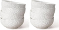 Ceramic Cereal Bowls 26 oz, Embossment Soup Bowls Set of 4, Dishwasher by Artena