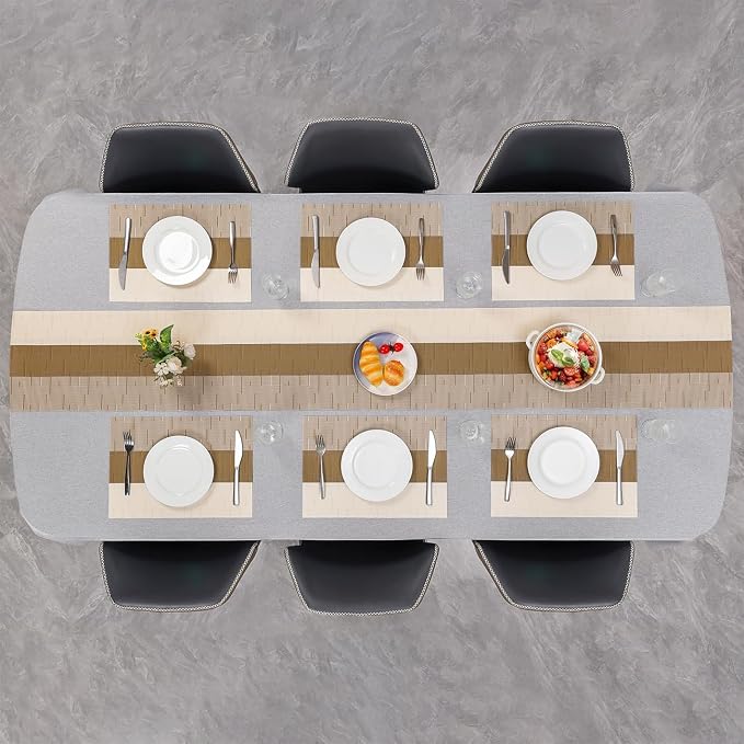 Table Runner 71 Inches Long, Vinyl Woven Farmhouse Table Runners | Washable - Image 8