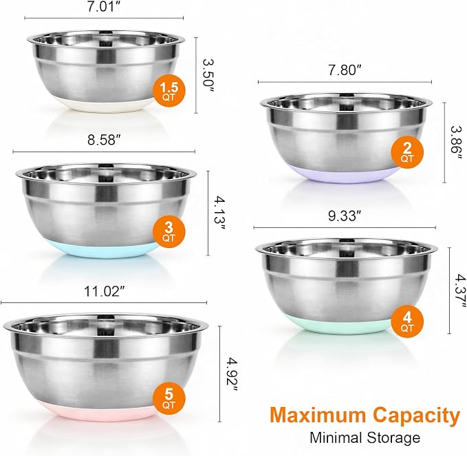 5PCS Stainless Steel Mixing Bowls Set - Image 2