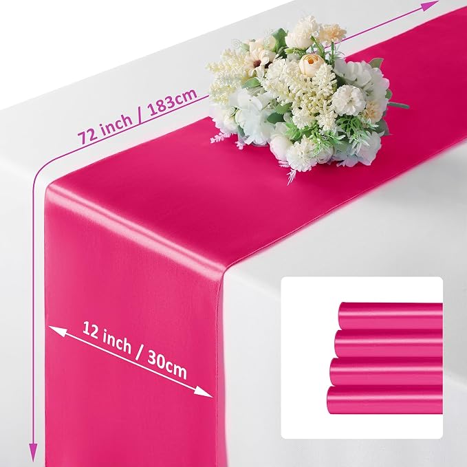 Manyshofu Hot Pink Satin Table Runner 12x72 - Image 4
