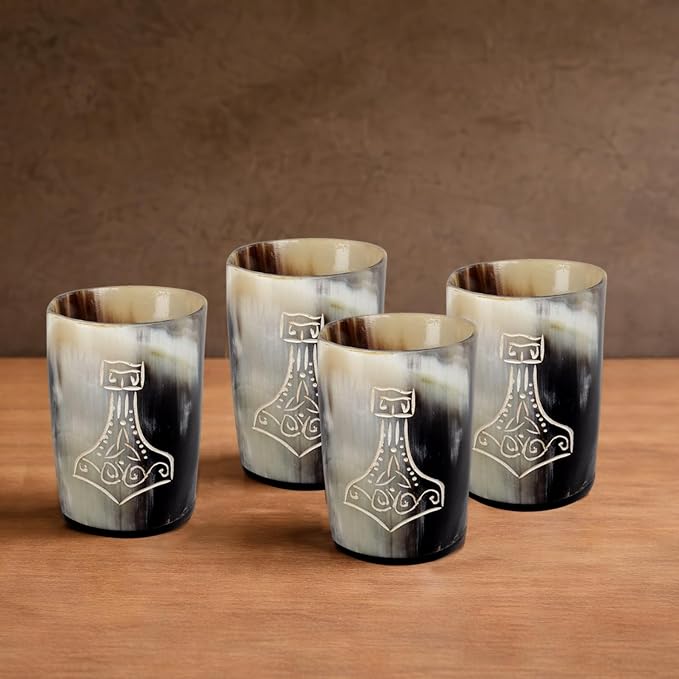 Handicrafts Home Viking Horn Shot Glasses Set of 12, Rustic Viking Drinkware - Image 5