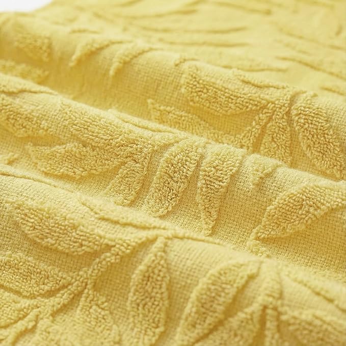 Artoid Mode Yellow Soft 3D Jacquard Leaves 100%Cotton Spring Table Runner - Image 7