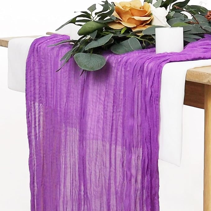 FUHSY 10 Pack 10FT Gauze Table Runner Cheesecloth Fabric Lilac Table Runners Cheese Cloth Rustic Wedding Party Table Runner Boho Birthday Table Decorations Lavender Sheer for Cheese Clothes