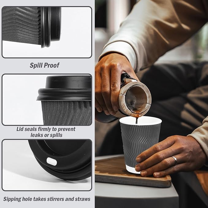 Lamosi 500 Pack - 12 oz Insulated Disposable Coffee Cups - Image 3