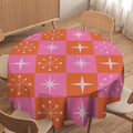 Mid Century Modern Round Tablecloth, Vintage Abstract Colorful Geometrics Modern Print Tablecloth for Home Party Dining Room Kitchen Decor 60Inch(152cm)